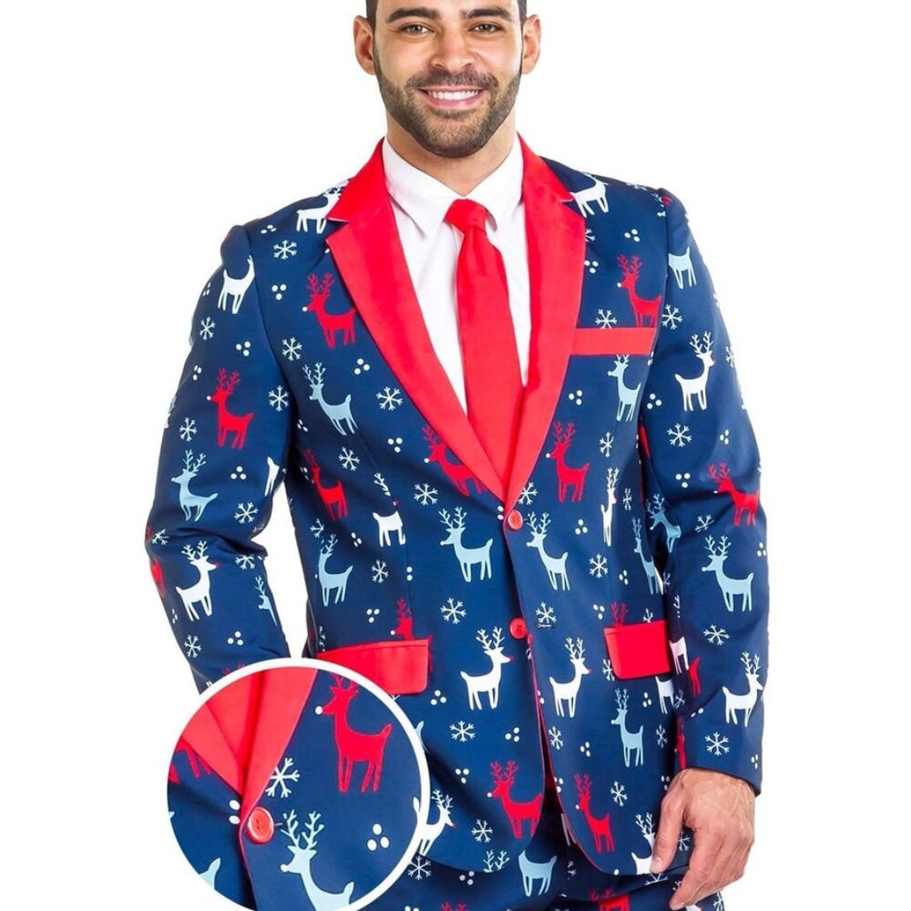 Tipsy Elves Men's Reindeer Gains Blazer w/ Tie Size 4242